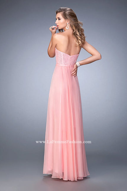 Picture of: Long Chiffon Prom Dress with Crystal Rhinestones in Pink, Style: 22524, Back Picture
