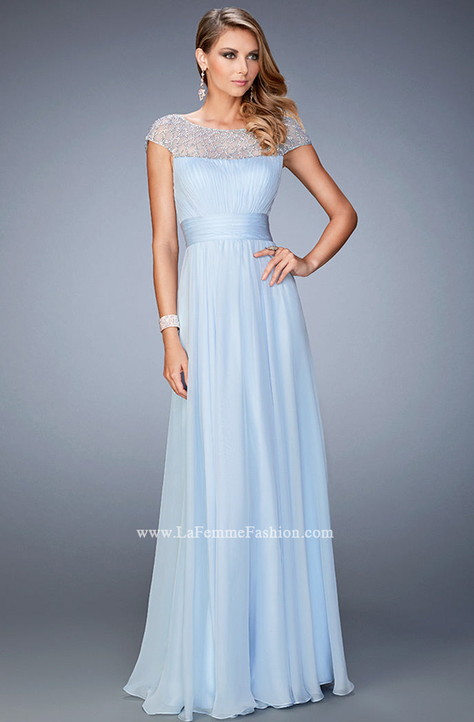Picture of: Embellished Cap Sleeved Dress with Rhinestones in Blue, Style: 22535, Main Picture
