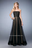 Picture of: Tulle A-line Gown with Striped Bodice and Satin Trim in Black, Style: 22536, Detail Picture 1