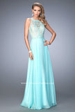 Picture of: Chiffon Prom Gown with Leaf Embroidery in Blue, Style: 22586, Main Picture