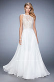 Picture of: Chiffon Prom Gown with Leaf Embroidery in White, Style: 22586, Detail Picture 2