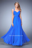 Picture of: Long Floral Chiffon Gown with Sweetheart Neckline in Blue, Style: 22612, Main Picture
