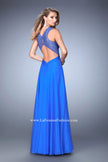 Picture of: Long Floral Chiffon Gown with Sweetheart Neckline in Blue, Style: 22612, Back Picture