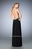 Picture of: Embroidered Net Prom Gown with Open Back in Black, Style: 22616, Back Picture