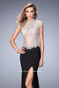 Picture of: Long Jersey Dress with Beading and Side Leg Slit in Black, Style: 22648, Main Picture