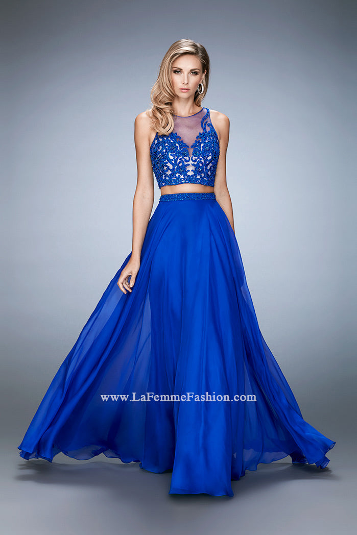 Picture of: Beaded and Embroidered Two Piece Prom Dress in Blue, Style: 22652, Detail Picture 1