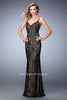 Picture of: Lace Prom Gown with V Neckline and Scoop Back in Black, Style: 22660, Main Picture