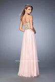 Picture of: Metallic Embroidered Chiffon Prom Dress in Pink, Style: 22674, Back Picture