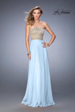 Picture of: Metallic Embroidered Chiffon Prom Dress in Pale Blue, Style: 22674, Detail Picture 2