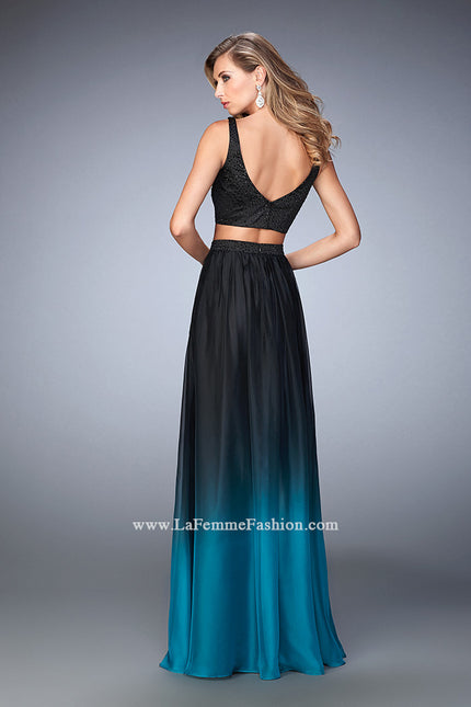 Picture of: Embellished Two Piece Prom Dress with Ombre Skirt in Black, Style: 22694, Back Picture
