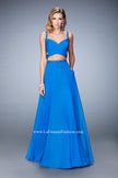 Picture of: Two Piece Attached Chiffon Prom Dress with Cut Outs in Blue, Style: 22718, Detail Picture 1