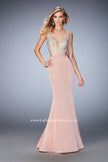 Picture of: Long Jersey Gown with Beading and Mermaid Skirt in Pink, Style: 22767, Main Picture