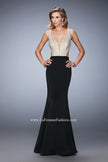 Picture of: Long Jersey Gown with Beading and Mermaid Skirt in Black, Style: 22767, Detail Picture 1