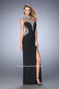Picture of: Long Embellished Prom Dress with Side Leg Slit in Black, Style: 22776, Main Picture