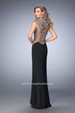 Picture of: Long Embellished Prom Dress with Side Leg Slit in Black, Style: 22776, Back Picture