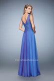 Picture of: Lace Illusion Prom Dress with Embroidered Bodice in Blue, Style: 22783, Back Picture