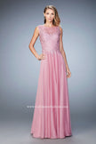 Picture of: Lace Illusion Prom Dress with Embroidered Bodice in Pink, Style: 22783, Detail Picture 1