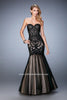 Picture of: Rhinestone Embroidered Prom Gown with Tulle Skirt in Black, Style: 22836, Detail Picture 1
