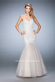 Picture of: Rhinestone Embroidered Prom Gown with Tulle Skirt in White, Style: 22836, Detail Picture 2
