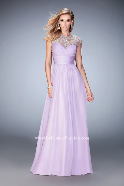 Picture of: Long Prom Gown with Crystals and Beads in Purple, Style: 22890, Main Picture