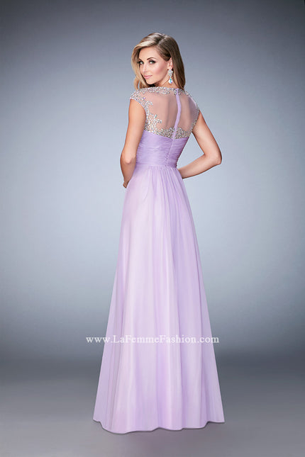 Picture of: Long Prom Gown with Crystals and Beads in Purple, Style: 22890, Back Picture