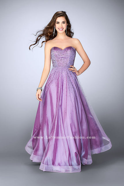 Picture of: Strapless A-line Dress with Rhinestones Tulle Skirt in Purple, Style: 22952, Main Picture