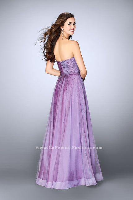 Picture of: Strapless A-line Dress with Rhinestones Tulle Skirt in Purple, Style: 22952, Back Picture
