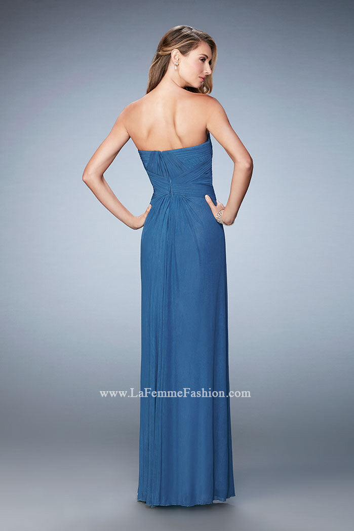 Picture of: Evening Gown with Pleated Bodice and Shawl in Blue, Style: 23023, Back Picture