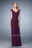 Picture of: Lace Cap Sleeve Dress with Open Back in Purple, Style: 23084, Main Picture