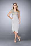 Picture of: Jersey Cocktail Dress with Tulip Hem and Beading in Silver, Style: 23124, Detail Picture 2