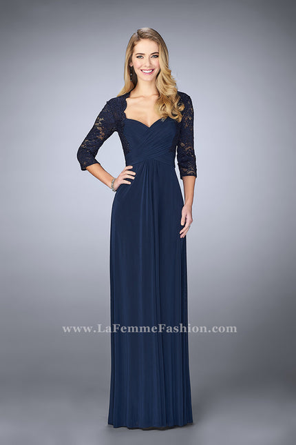 Picture of: Classic Jersey Evening Gown with 3/4 Sleeves in Blue, Style: 23139, Main Picture