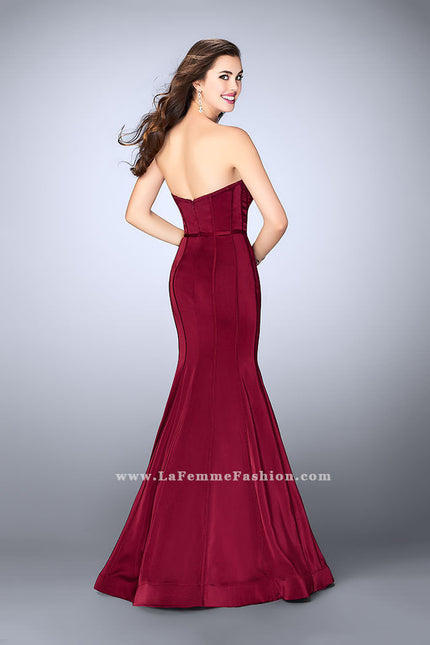 Picture of: Strapless Mermaid Dress with Corset Piping and Deep V in Red, Style: 23227, Back Picture