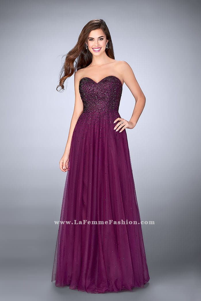 Picture of: Sweetheart Strapless Tulle Dress with a Beaded Bodice in Pink, Style: 23228, Main Picture