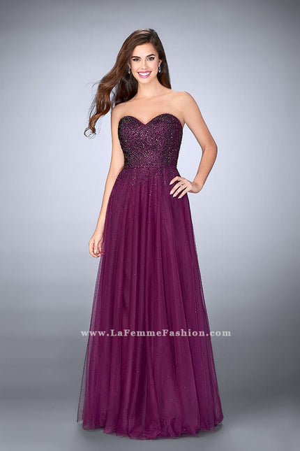 Picture of: Sweetheart Strapless Tulle Dress with a Beaded Bodice in Pink, Style: 23228, Main Picture