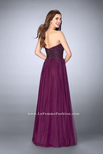 Picture of: Sweetheart Strapless Tulle Dress with a Beaded Bodice in Pink, Style: 23228, Back Picture