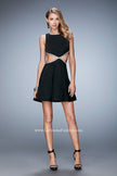 Picture of: Rhinestone Cocktail Dress with Side Cut Outs in Black, Style: 23257, Detail Picture 1