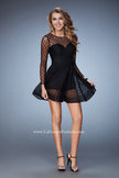 Picture of: Long Sleeve Sheer Polka Dot Dress With Shorts in Black, Style: 23460, Detail Picture 1