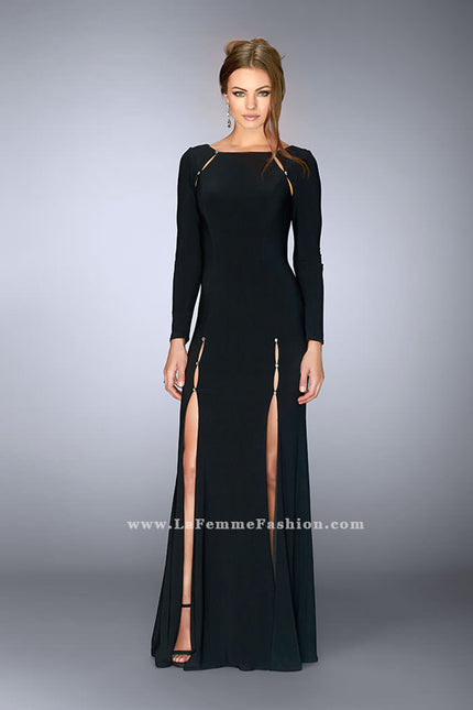 Picture of: Long Sleeve Dress with Rhinestone Shoulders in Black, Style: 23479, Main Picture