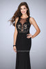 Picture of: Fitted Dress with Sheer Lace Bodice and Open Back in Black, Style: 23571, Main Picture