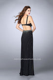 Picture of: Fitted Prom Dress with Rhinestone and Deep V Neckline in Black, Style: 23586, Back Picture