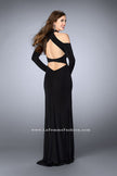 Picture of: Could Shoulder Long Sleeve Prom Dress with Slit in Black, Style: 23676, Back Picture