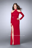 Picture of: Could Shoulder Long Sleeve Prom Dress with Slit in Red, Style: 23676, Detail Picture 1