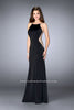 Picture of: Long Prom Gown with High Neck and Beaded Cut Outs in Black, Style: 23718, Detail Picture 2