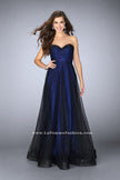 Picture of: Strapless Dress with Rhinestones and a Tulle Overlay in Blue, Style: 23723, Main Picture
