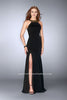 Picture of: High Neck Jersey Dress with Beading and Open Back in Black, Style: 23737, Main Picture