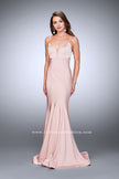 Picture of: Jersey Mermaid Prom Dress with a Deep V neckline in Pink, Style: 23747, Back Picture