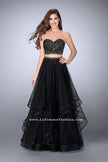 Picture of: Beaded Two Piece Dress with Layered Skirt and Corset in Black, Style: 23753, Main Picture