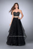 Picture of: Beaded Two Piece Dress with Layered Skirt and Corset in Black, Style: 23753, Main Picture