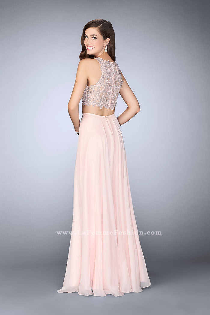 Picture of: Two Piece Prom Dress with A-line Skirt and Lace in Pink, Style: 23775, Back Picture