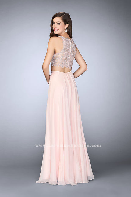 Picture of: Two Piece Prom Dress with A-line Skirt and Lace in Pink, Style: 23775, Back Picture
